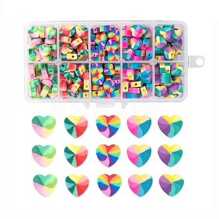 300Pcs 5 Styles Handmade Polymer Clay Beads CLAY-LS0001-04-1