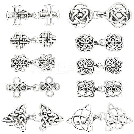 10Pcs 10 Styles Alloy Sweater Shawl Clips Brooches AJEW-CJ0001-66-1