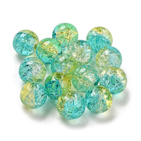 Transparent Spray Painting Crackle Glass Beads GLAA-L046-01B-35-1