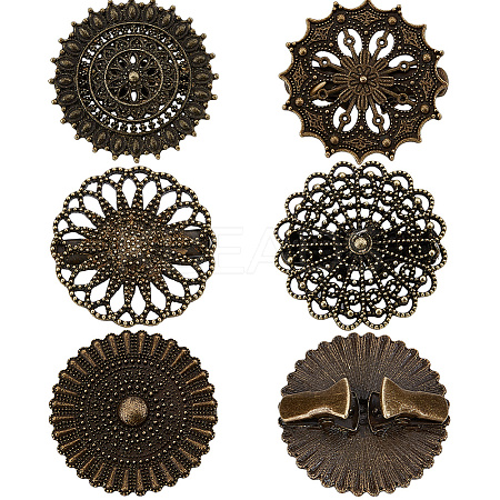1Set Flat Round Alloy Shawls and Capes Buckles FIND-GF0008-08AB-1