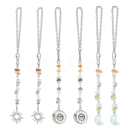 Glass & Alloy Pendant Decoration HJEW-OC00290-1