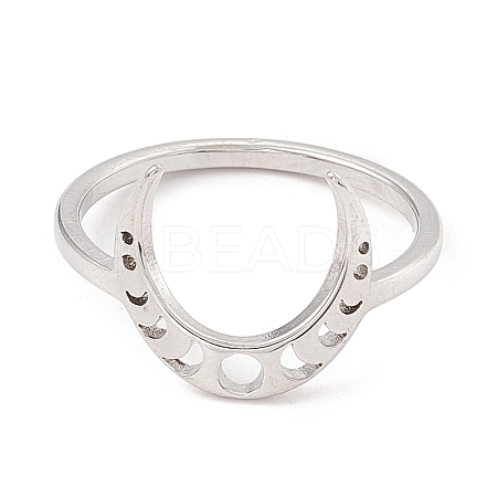201 Stainless Steel Moon Phase Finger Ring for Women RJEW-A006-07P-1-1
