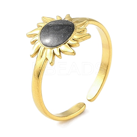 304 Stainless Steel Enamel Open Cuff Rings for Women RJEW-F166-40G-02-1