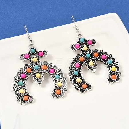 Alloy Synthetic Turquoise Dangle Earrings for Women EJEW-U053-10AS-01-1