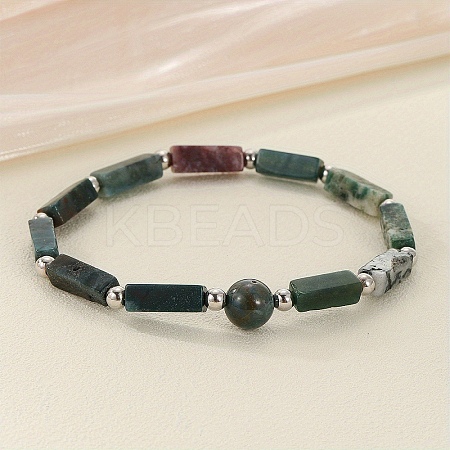 Natural Indian Agate Beaded Stretch Bracelets for Men Women WGE4A78-14-1