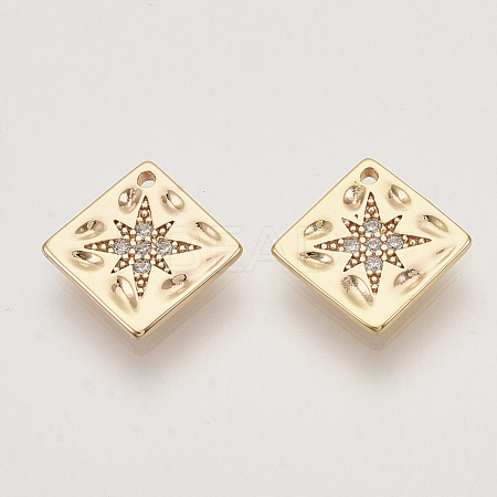 Brass Micro Pave Cubic Zirconia Charms KK-T048-045G-NF-1