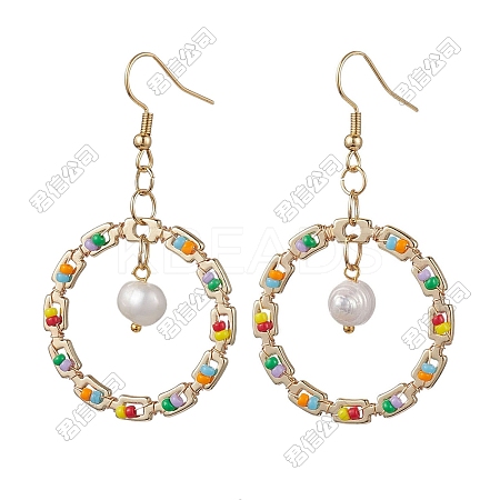 304 Stainless Steel Ring Dangle Earrings EJEW-FS00063-1