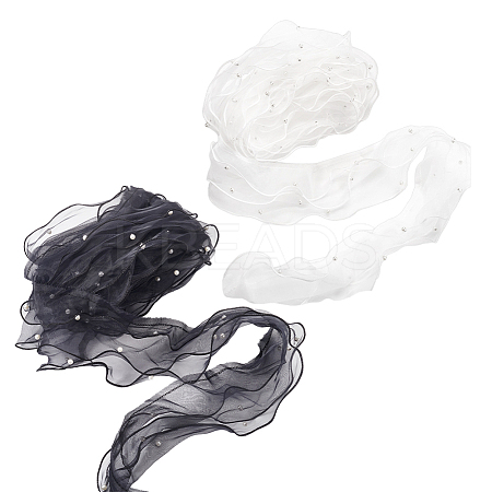 2Pcs 2 Colors Three Layer Organza Lace Trim Fabric DIY-PH0021-43-1