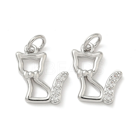 Brass Micro Pave Clear Cubic Zirconia Pendants KK-H076-19P-1