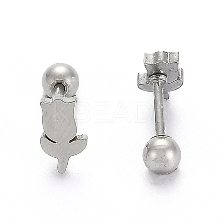201 Stainless Steel Barbell Cartilage Earrings EJEW-R147-39-1