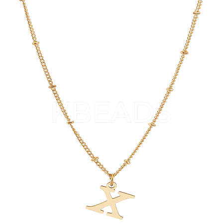 1Pc Brass Chain & 304 Stainless Steel Letter Pendant Necklaces NJEW-LP0001-35X-G-1