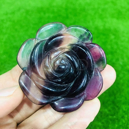 Natural Fluorite Carved Rose Figurines PW-WG66930-11-1