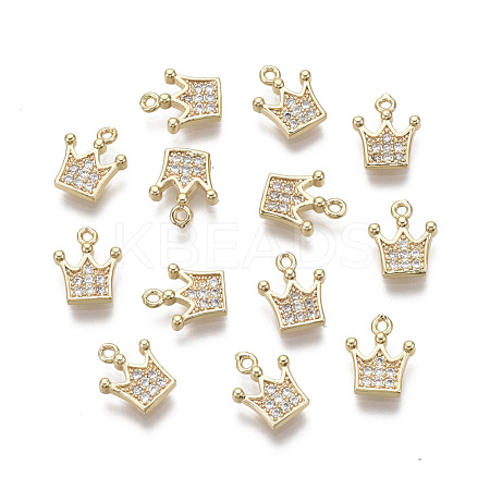 Brass Micro Pave Clear Cubic Zirconia Charms KK-R134-009-NF-1