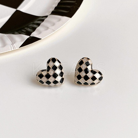 Alloy Enamel Stud Earrings LS-EJEW-Z113-01G-A-1