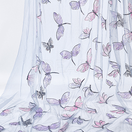 Butterfly & Dragonfly Pattern Polyester Fabric FIND-WH0816-050A-1
