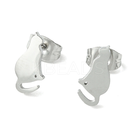 Non-Tarnish Cute Little Animal Theme 304 Stainless Steel Stud Earrings LS-EJEW-B041-02C-P-1