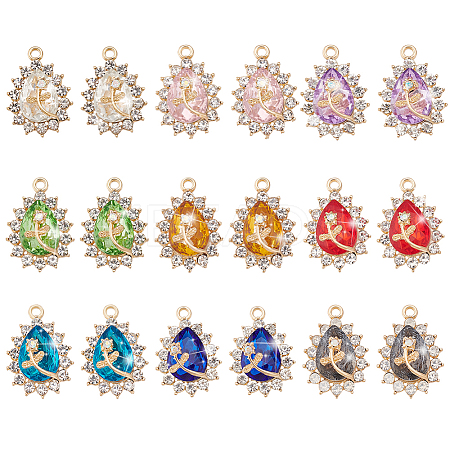 18Pcs 9 Colors Glass Pendants FIND-PH0022-22-1