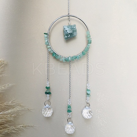 Glass Pendant Decoration DJEW-PW0019-11F-1