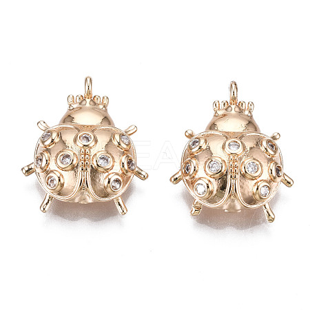 Brass Micro Pave Clear Cubic Zirconia Pendants KK-S359-090-RS-1