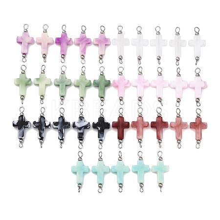 35Pcs 7 Colors Two Tone Cross Acrylic Connector Charms PALLOY-JF03528-02-1
