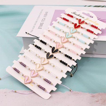12Pcs Alloy Enamel Heart Link Bracelets FS-WGC54A2-01-1