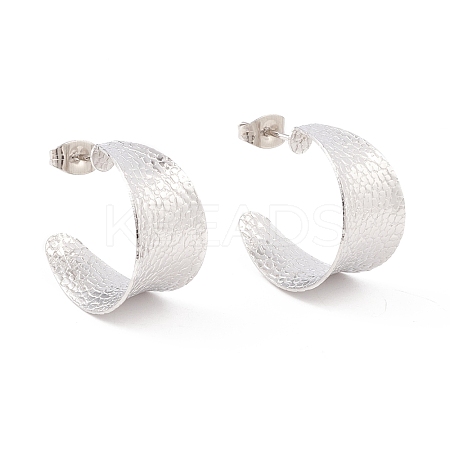 Non-Tarnish 304 Stainless Steel Chunky C-shape Stud Earrings EJEW-P198-12P-1