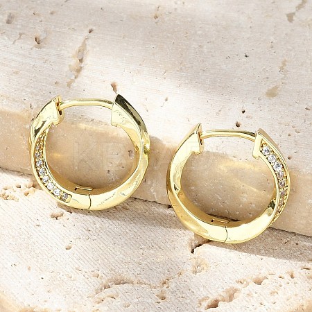 Twist Brass Micro Pave Clear Cubic Zirconia Hoop Earrings EJEW-D311-006G-1