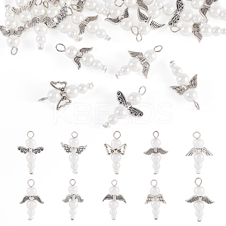 Glass & Alloy Pearl Pendants HJEW-TAC0058-1