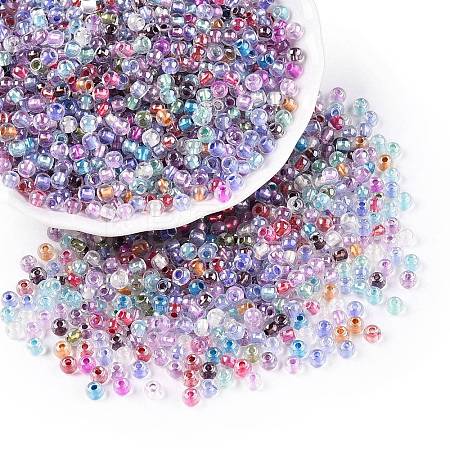 6/0 Transparent Inside Colours Glass Seed Round Beads SEED-N006-004-1