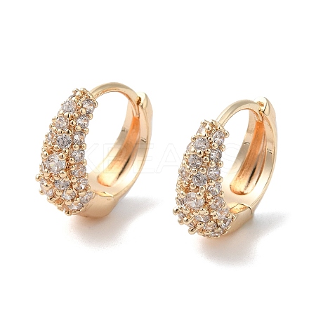Brass Micro Pave Clear Cubic Zirconia Hoop Earrings KK-A227-11G-1