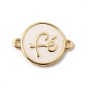 Brass Enamel White Flat Round Links KK-H267-110G-03-1