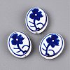 Hand Painted Tulip Flower Oval Porcelain Beads PORC-N012-11H-1
