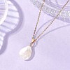 Baroque Natural Keshi Pearl Teardrop Pendant 304 Stainless Steel Cable Chain Necklaces for Women NJEW-JN05961-1
