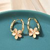 Flower Brass Micro Pave Clear Cubic Zirconia Hoop Earrings EJEW-Z152-01G-2