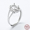 Rhodium Plated 925 Sterling Silver Finger Ring Components STER-G027-13P-1