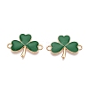 Rack Plating Alloy Green Enamel Shamrock Connector Charms ENAM-N056-354G-1