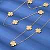 304 Stainless Steel Clover Link Chain Long Necklaces NJEW-V001-01G-1