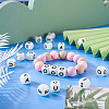  50Pcs 5 Style Luminous Cube with Letter Food Grade Eco-Friendly Silicone Beads SIL-TA0001-51-16