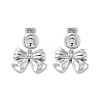 Bowknot Brass Dangle Stud Earrings EJEW-Q811-13G-1