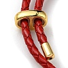 Brass Column Bar Link Bracelet with Leather Cords BJEW-G675-05G-4