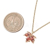 Brass Pave Cubic Zirconia Maple Leaf Pendant 304 Stainless Steel Cable Chain Necklaces for Women NJEW-JN05901-01-3