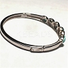 Oval Synthetic Turquoise Beaded Hinged Bangles BJEW-C146-03-4