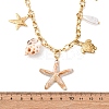 Acrylic Starfish & Natural Shell & Imitation Pearl Pendant 304 Stainless Steel Cable Chain Necklaces for Women NJEW-Z095-02G-5