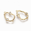 Brass Micro Pave Clear Cubic Zirconia Links ZIRC-Q021-038G-NF-2