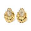 Teardrop Brass Pave Clear Cubic Zirconia Stud Earrings EJEW-N054-40G-1