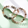 Natural Rutilated Quartz Round Beaded Stretch Bracelets for Men Women BJEW-G743-01E-2