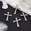 4Pcs Cross Rhinestone Lapel Pins JEWB-HY0001-50RG-4