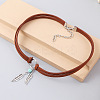 Bohemian Style Alloy Feather Charm & Synthetic Turquoise Pendant Choker Necklaces FS-WGABF31-01-1