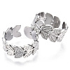 Non-Tarnish 304 Stainless Steel Leaf Cuff Rings RJEW-N038-110P-2