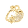 Adjustable Brass Micro Pave Cubic Zirconia Pendant Finger Rings for Women LS-RJEW-A090-01B-G-4